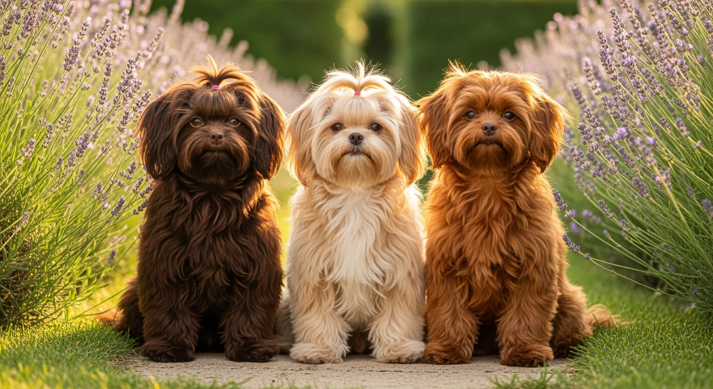 Bolonka Zwetna adulte photographie dans un jardin d'eleveur en France